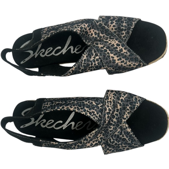 Skechers Cali Club X Ray Tan Black Wedge Sandal Leopard Metallic Shoes 7.5 Comfy - Picture 11 of 14
